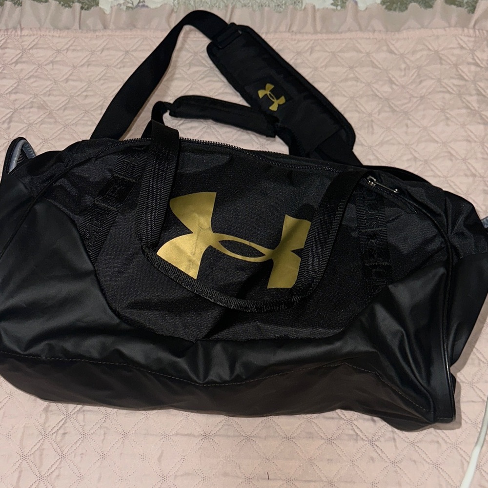 Under Armour Black Duffel Bag with Gold Logo